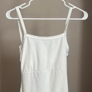 White above the knee tie back dress